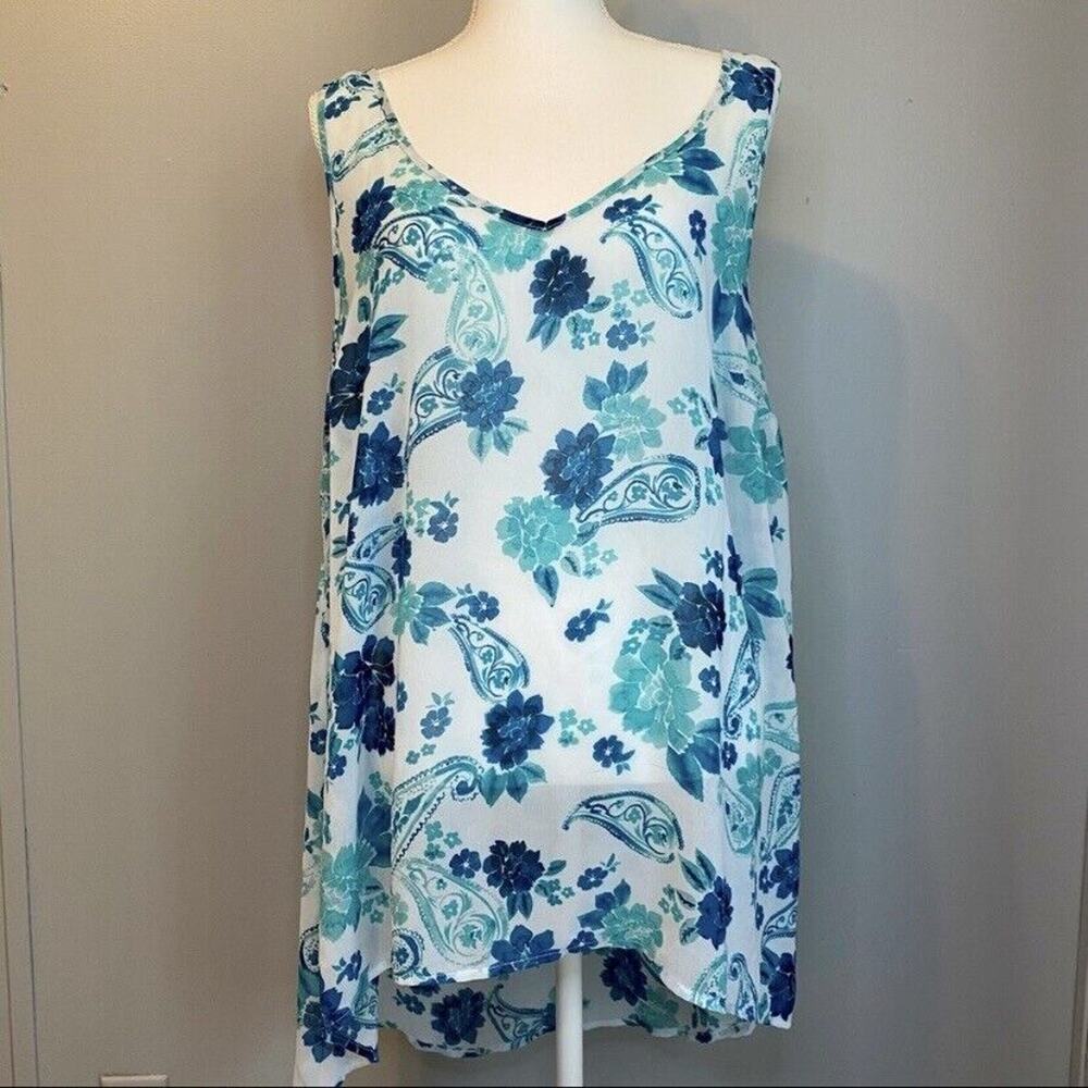 Torrid Floral Paisley Sheer Chiffon Tank Hi-Lo Top Plus Size 1X